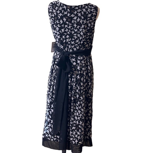 Jonathan Martin Dress size 12 V Neck Black White Print Tie Waist Garden Party - Picture 6 of 16